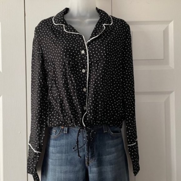 Scripted Polka Dot Crop Longsleeve Top from Saks NWT - Picture 5 of 8